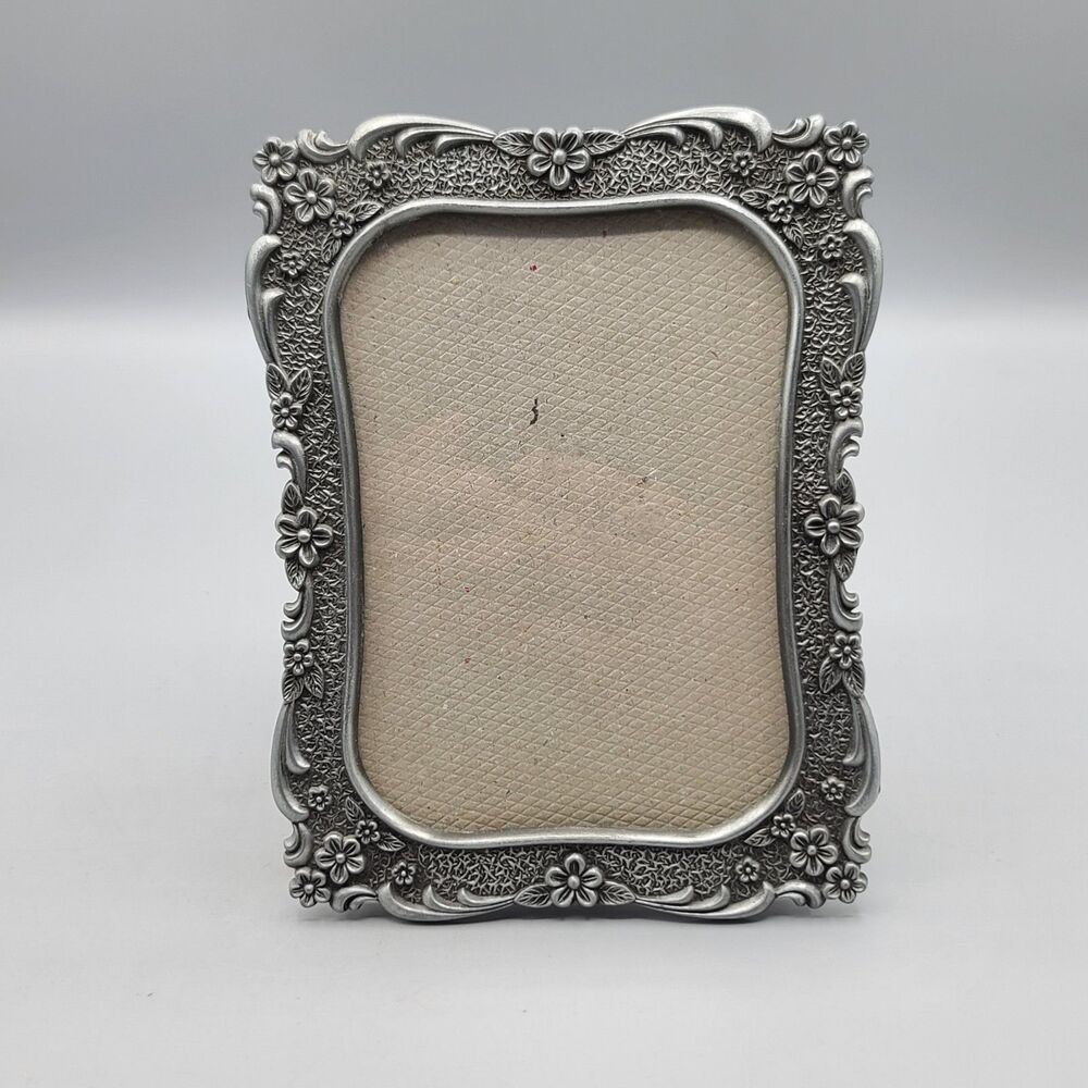Pewter Color Floral Metal Ornate Photo Frame Multi-directional